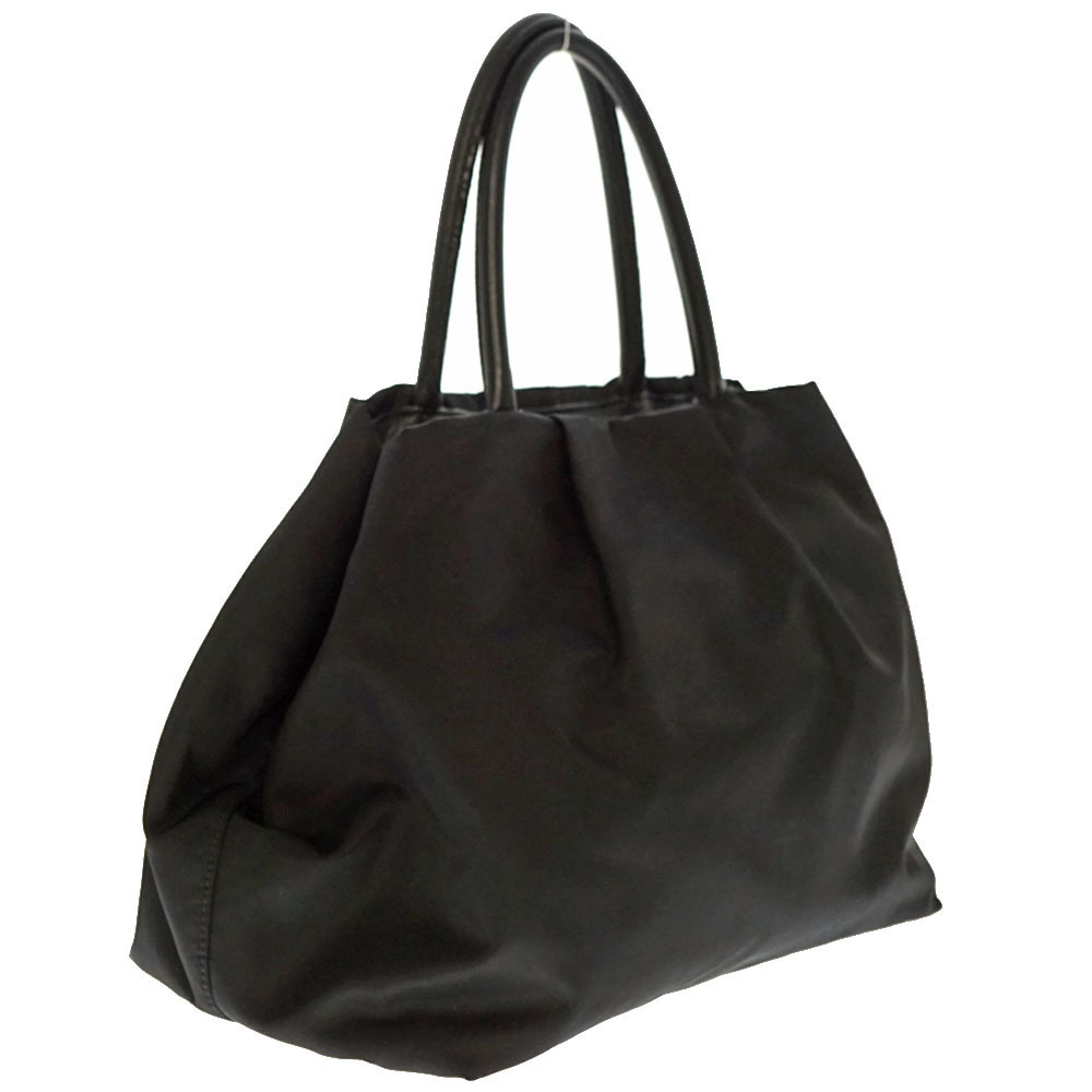PRADA Tote Bag Pocono Black Leather Rion Motif - Picture 3 of 11